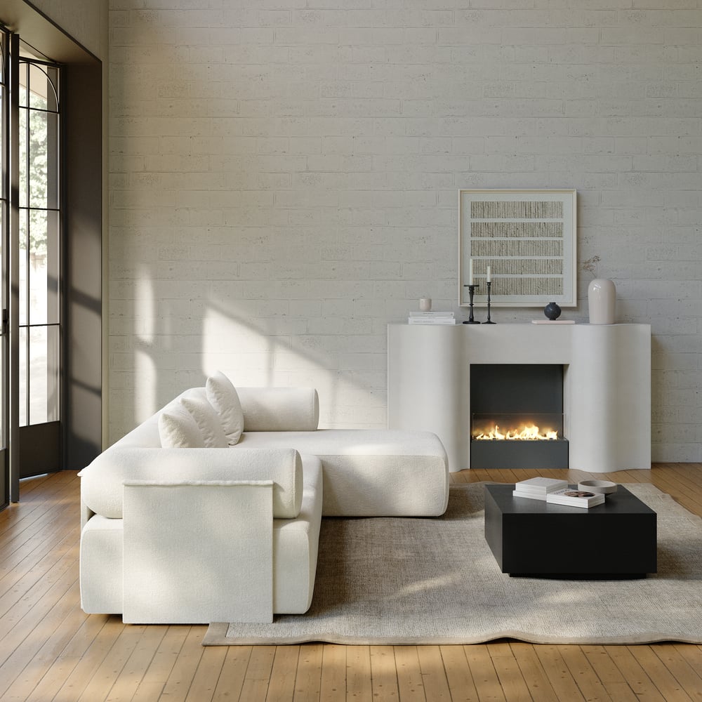 3-Piece Modular Chenille Velvet L-Shaped Sectional Chaise Sofa