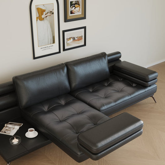 102" Faux Leather Convertible 3 Seater Sleeper Sofa