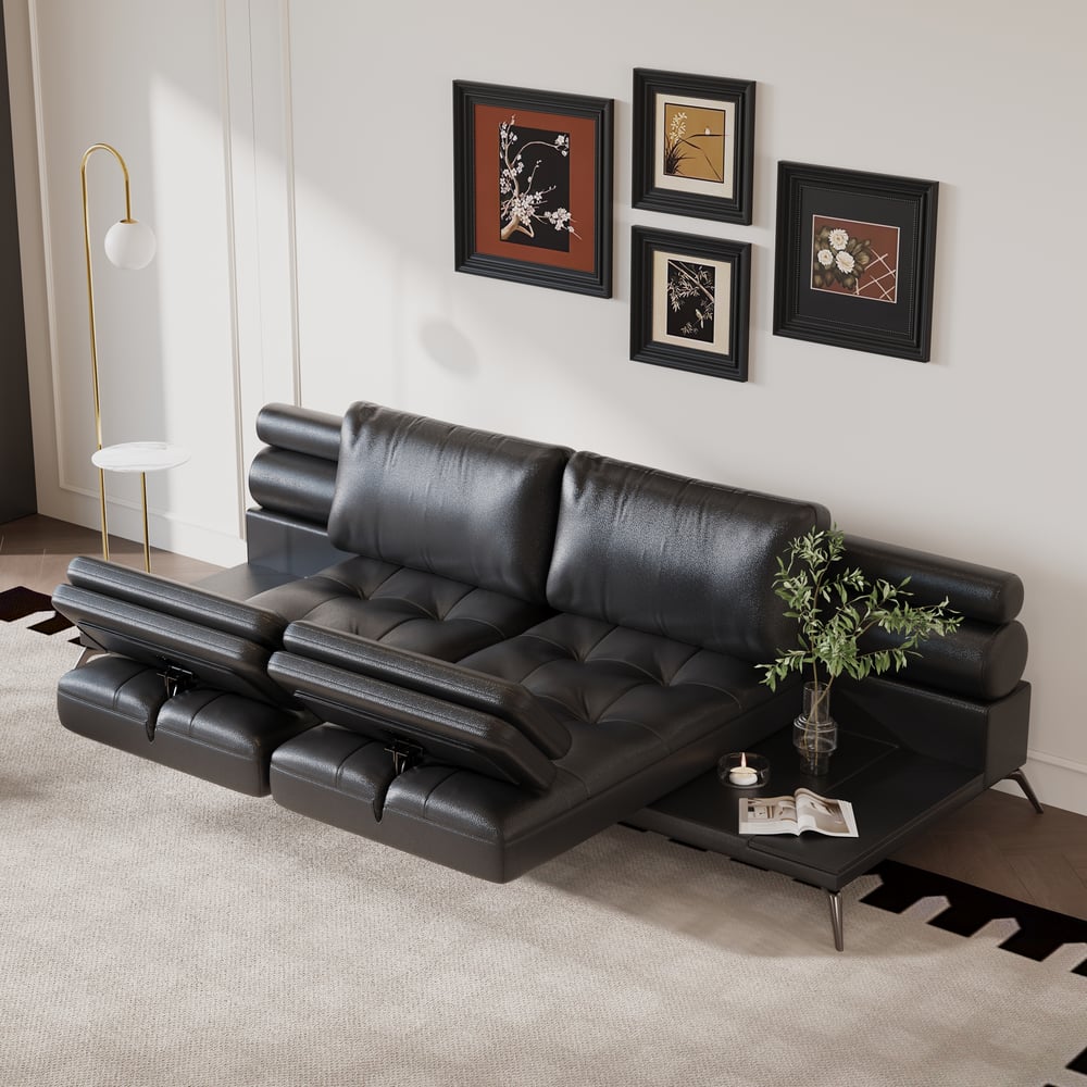 102" Faux Leather Convertible 3 Seater Sleeper Sofa