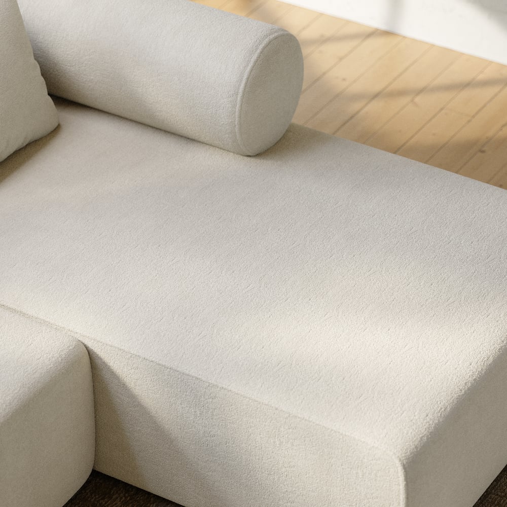 3-Piece Modular Chenille Velvet L-Shaped Sectional Chaise Sofa