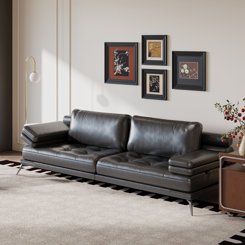 102" Faux Leather Convertible 3 Seater Sleeper Sofa