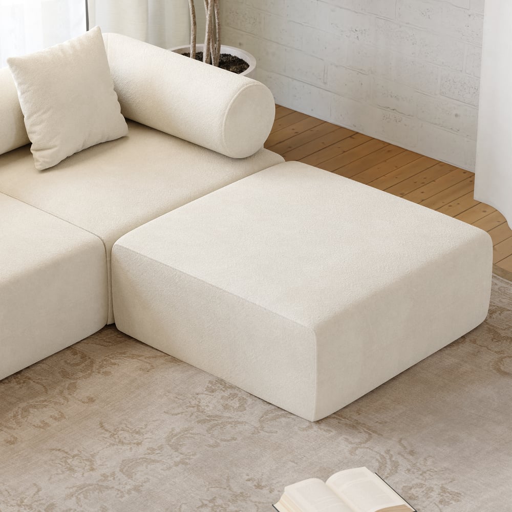 4-Piece Modular Chenille Velvet L-Shaped Sectional with Ottoman