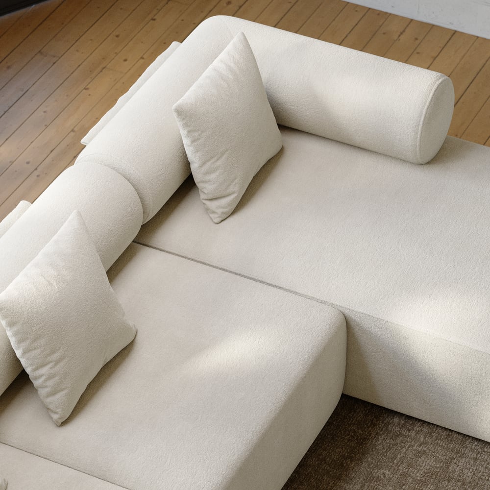 4-Piece Modular Chenille Velvet L-Shaped Sectional Chaise Sofa