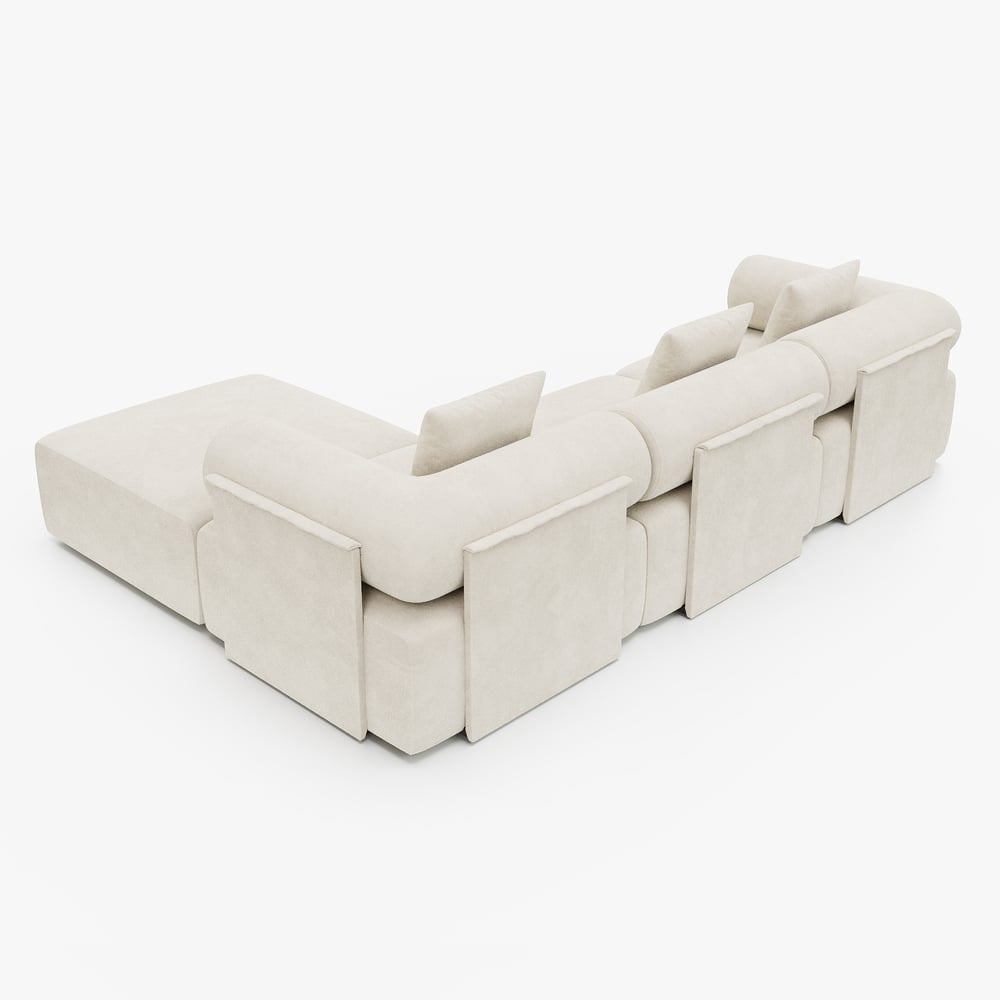 4-Piece Modular Chenille Velvet L-Shaped Sectional with Ottoman