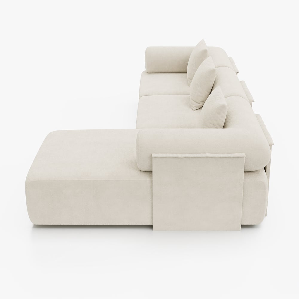 3-Piece Modular Chenille Velvet L-Shaped Sectional Chaise Sofa