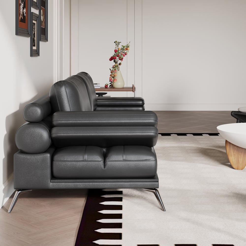 102" Faux Leather Convertible 3 Seater Sleeper Sofa