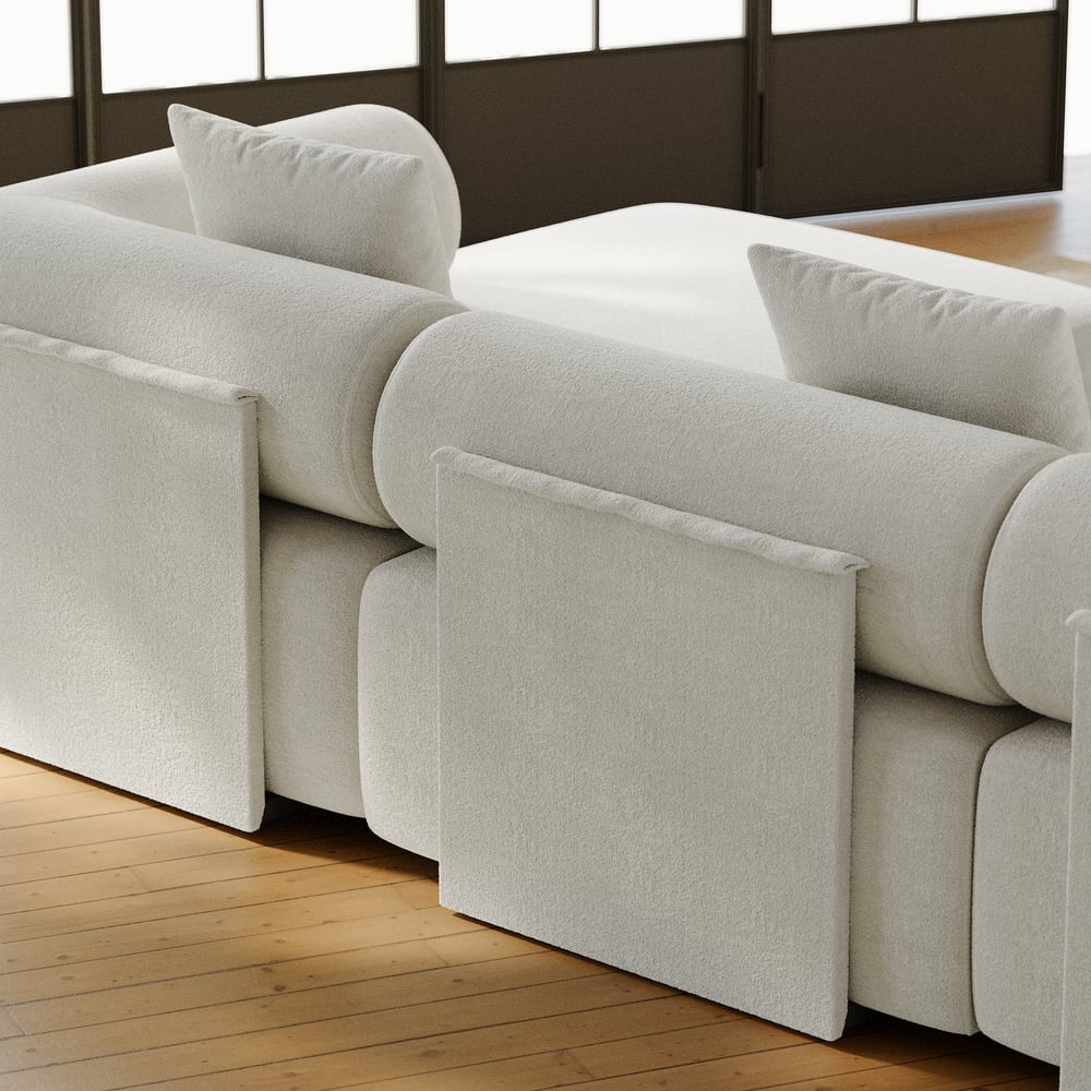 3-Piece Modular Chenille Velvet L-Shaped Sectional Chaise Sofa