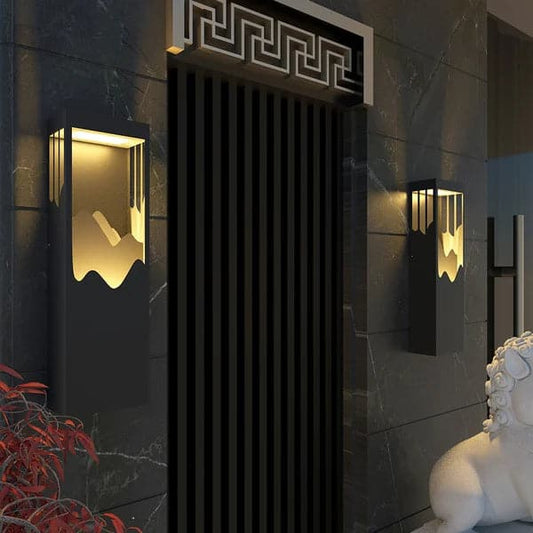 26" Modern Flush Mounted LED Outdoor Lighting Wall Sconces Layered Cuboid