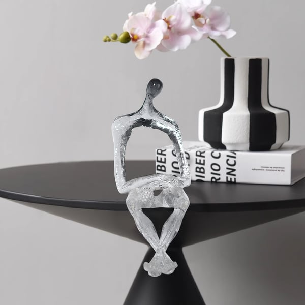 Sculpture de personnes abstraite moderne en résine transparente de 12 pouces, ornement décoratif pour salon artistique