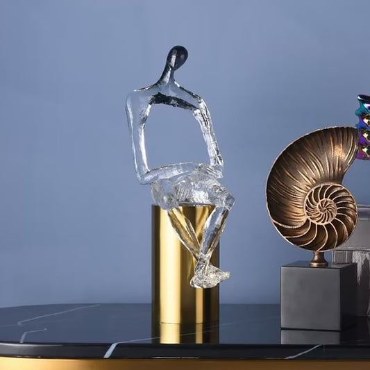 Sculpture de personnes abstraite moderne en résine transparente de 12 pouces, ornement décoratif pour salon artistique