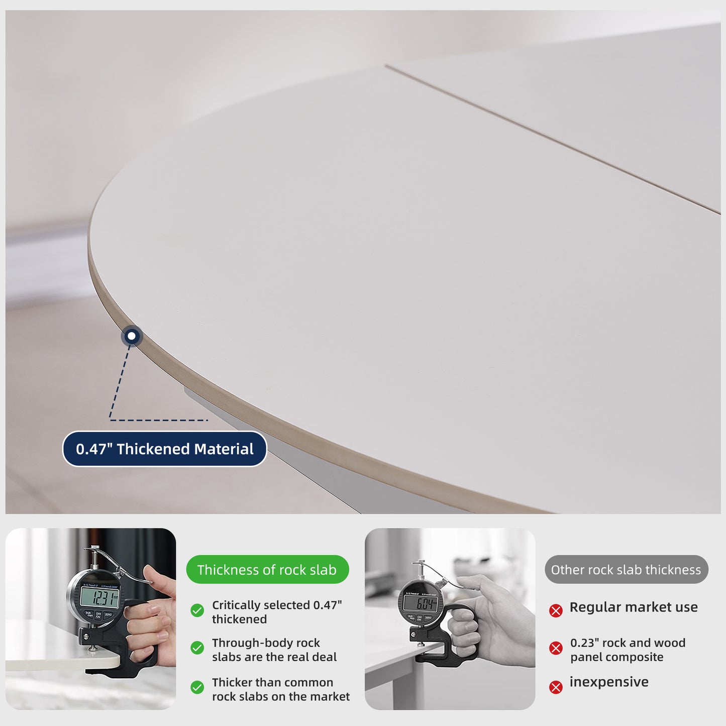 Table de salle à manger blanche extensible ovale moderne de 94,9 po pour 8 personnes avec plateau en pierre frittée et base en acier inoxydable