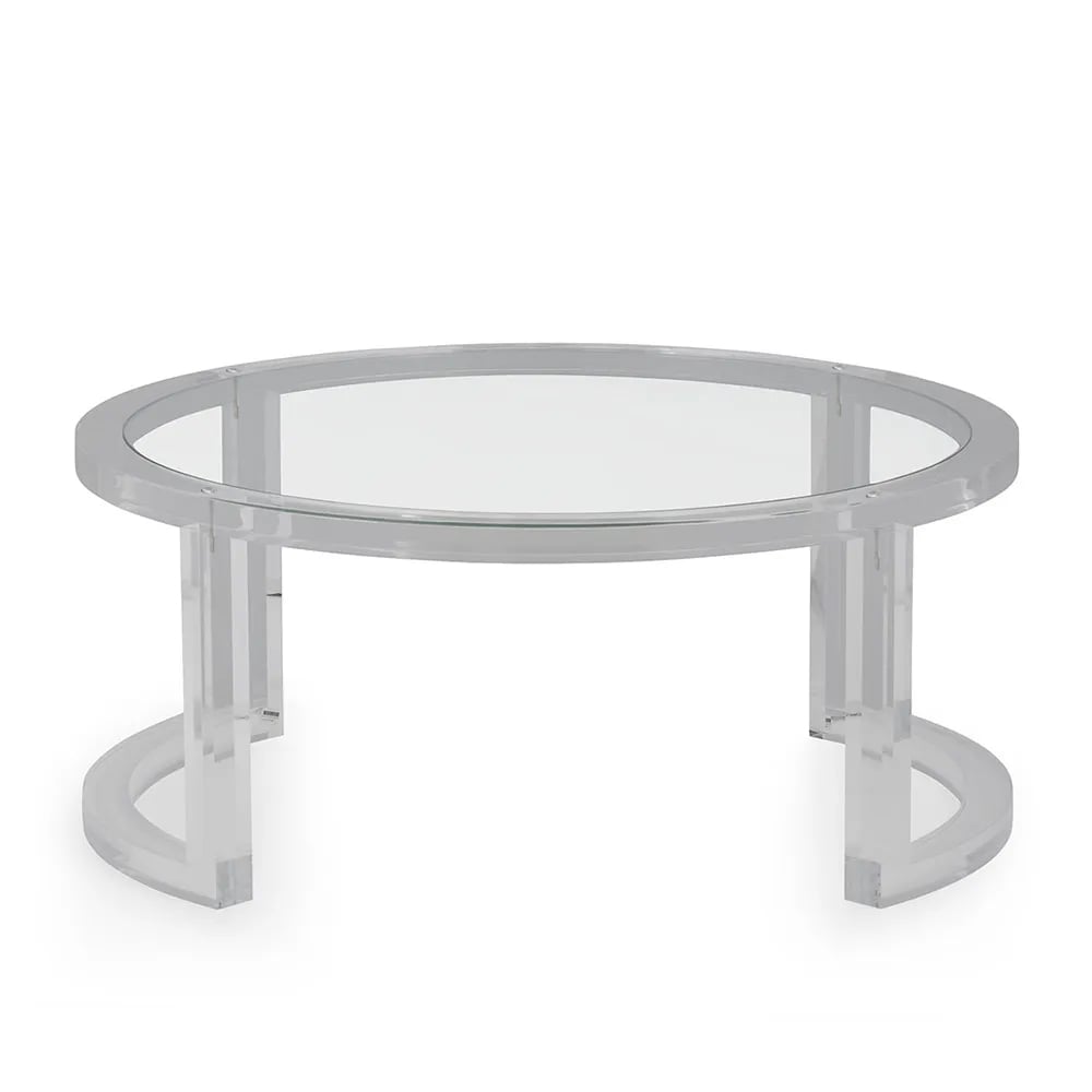 31.5" Modern Round Acrylic Coffee Table for Living Room with Tempered Glass Top
