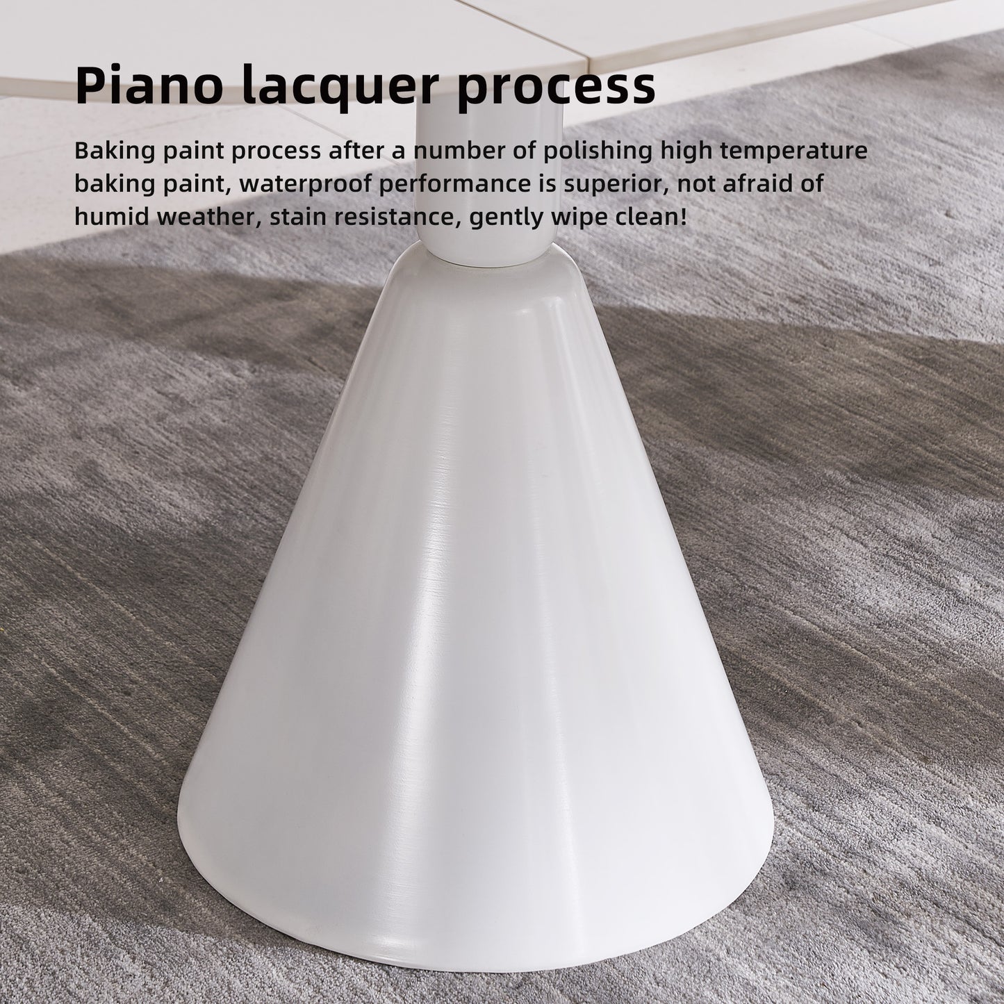 Table de salle à manger blanche extensible ovale moderne de 94,9 po pour 8 personnes avec plateau en pierre frittée et base en acier inoxydable