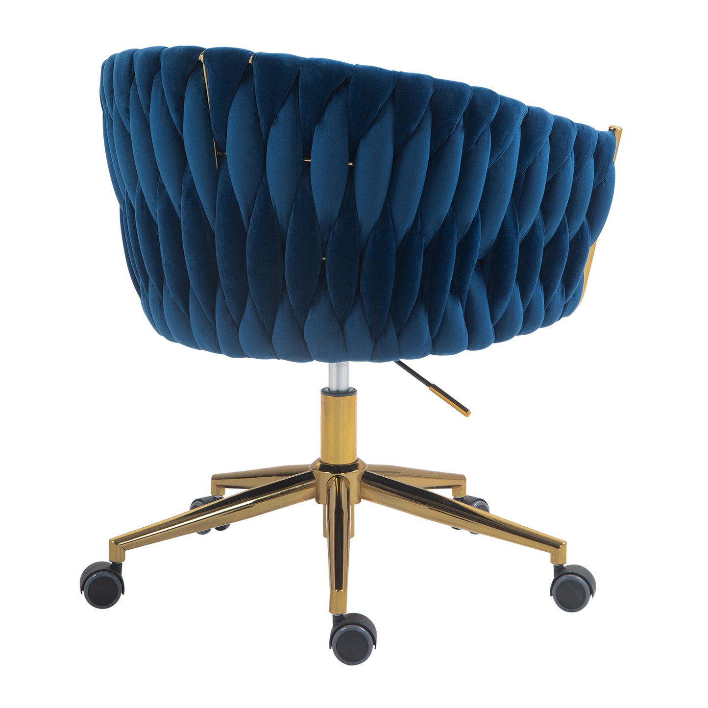 Design moderne, le dossier est une chaise de bureau tissée à la main, des chaises de coiffeuse avec roulettes, réglable en hauteur, pivotant à 360° pour la chambre à coucher, le salon (BLEU)