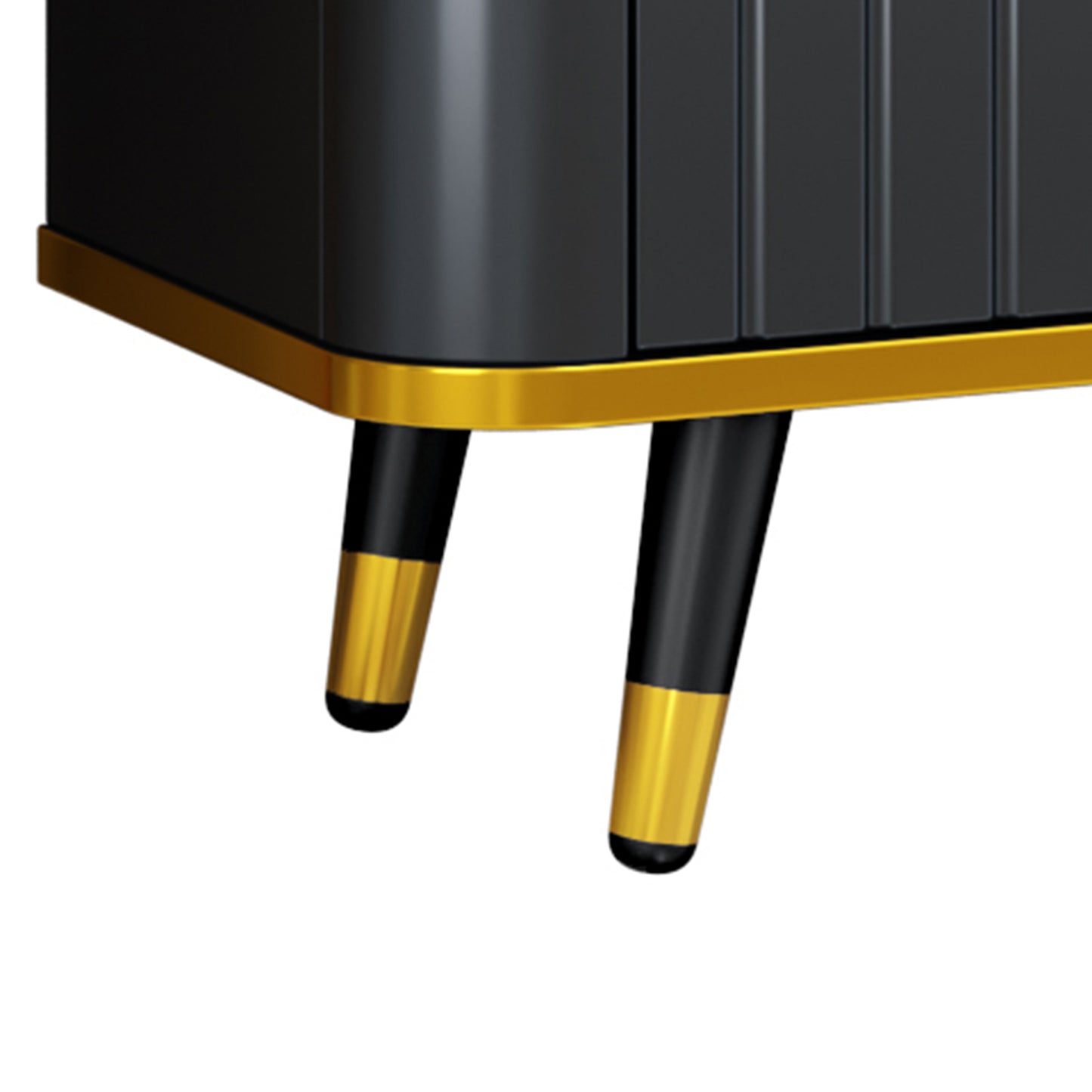 ON-TREND Meuble TV minimaliste de luxe avec étagère de rangement ouverte pour téléviseurs jusqu'à 85", centre de divertissement avec armoires et tiroirs, console multimédia pratique avec pieds uniques pour le salon, noir