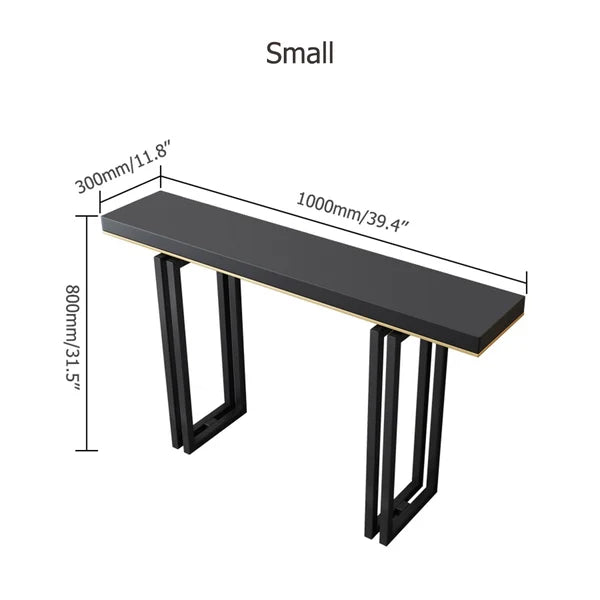39 Inches Entry Accent Table Narrow Console Table Black Solid Wood & Metal in Small