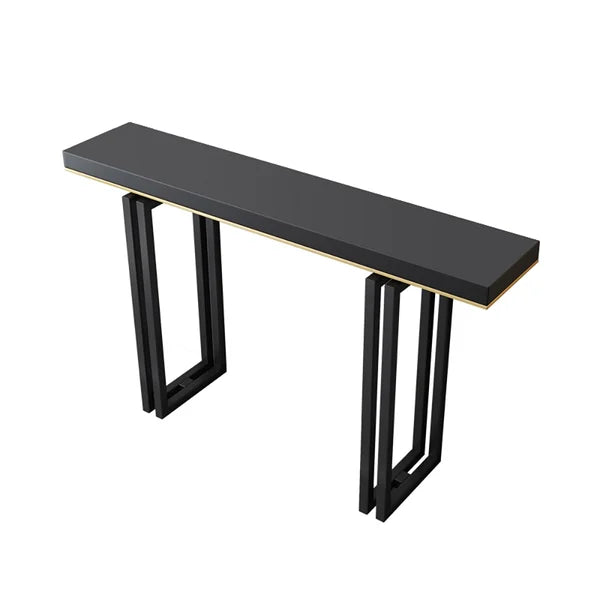 39 Inches Entry Accent Table Narrow Console Table Black Solid Wood & Metal in Small