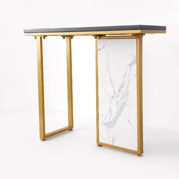 Modern Rectangular Console Table with Wooden Top Entryway Table#Black&White