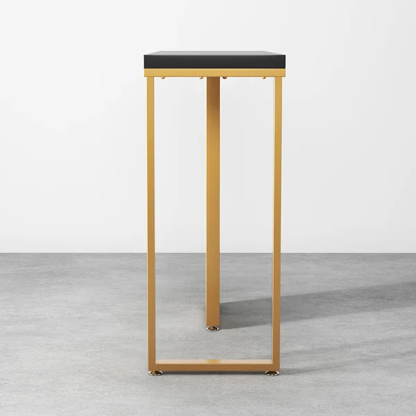 Modern Rectangular Console Table with Wooden Top Entryway Table#Black&White