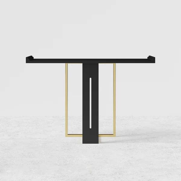 39" Narrow Console Table for Entryway Foyer Black Solid Wood & Gold Metal in Large