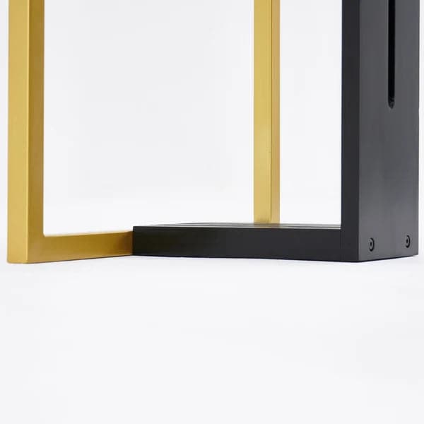 39" Narrow Console Table for Entryway Foyer Black Solid Wood & Gold Metal in Large