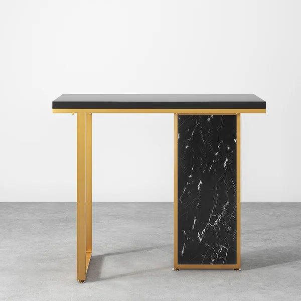 Modern Rectangular Console Table with Wooden Top Entryway Table#Black