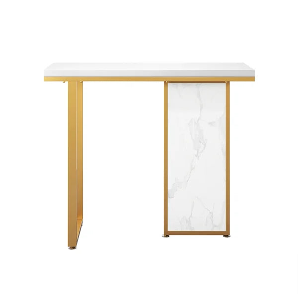 Modern Rectangular Console Table with Wooden Top Entryway Table#White