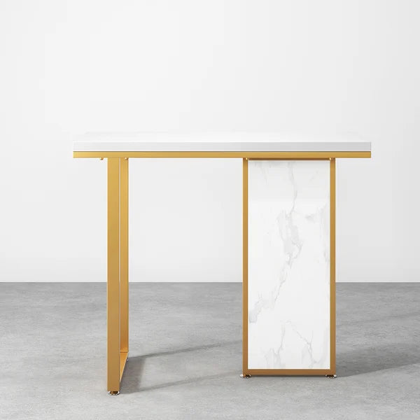 Modern Rectangular Console Table with Wooden Top Entryway Table#White