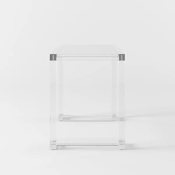 47.2" Modern Rectangular Clear Tempered Glass Office Writing Desk