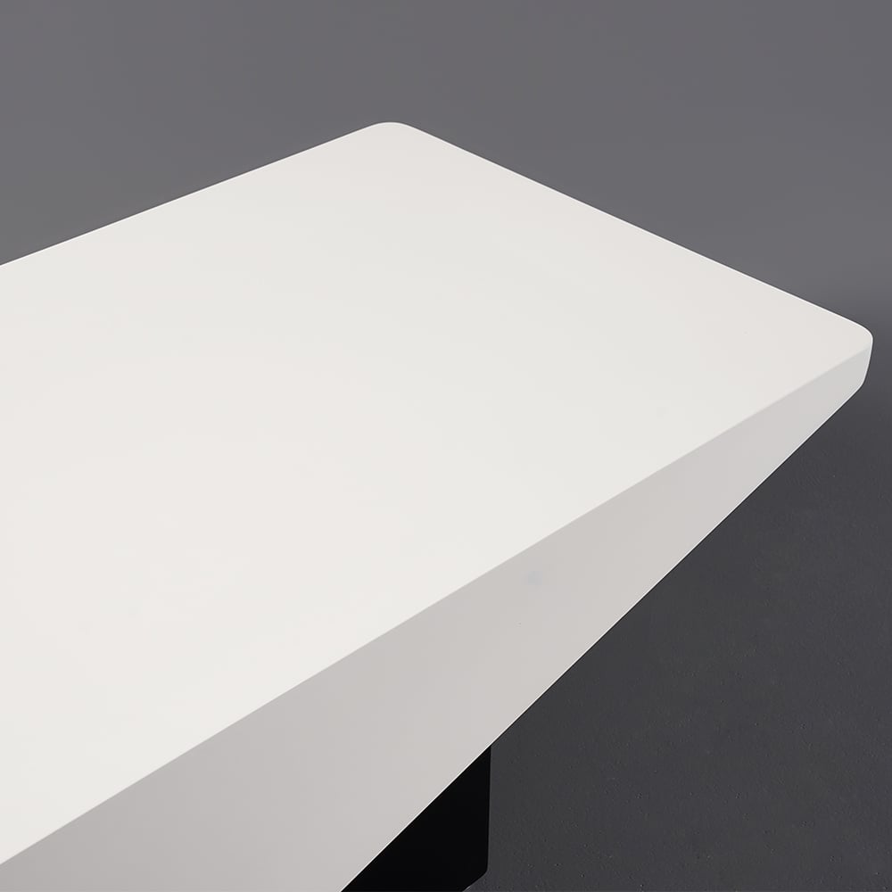 47" Block Coffee Table White Rectangular with Drawer Storage in Black