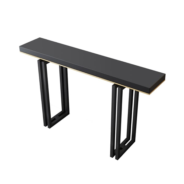 47 Inches Entry Accent Table Narrow Console Table Black Solid Wood & Metal in Large