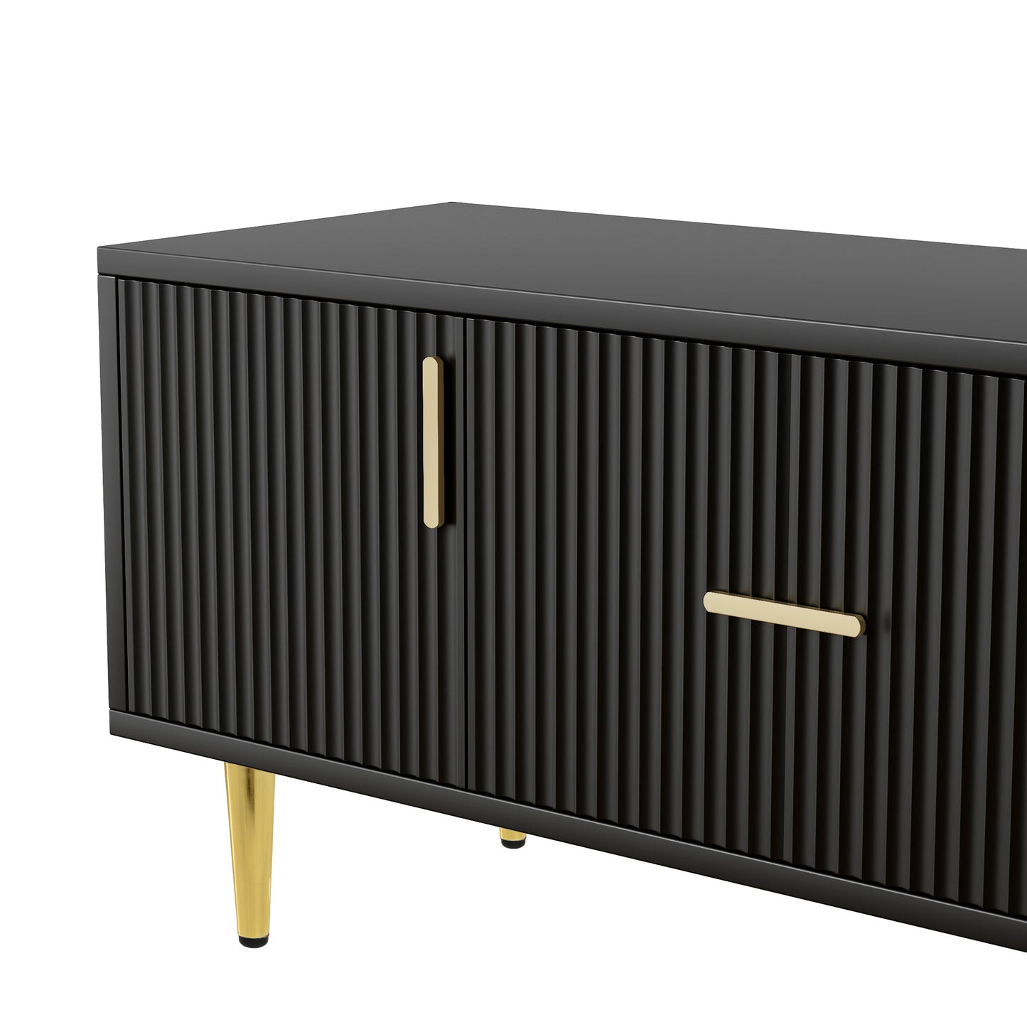 Meuble TV moderne U-Can avec 5 pieds champagne – Durable, élégant et spacieux, téléviseurs jusqu'à 75''