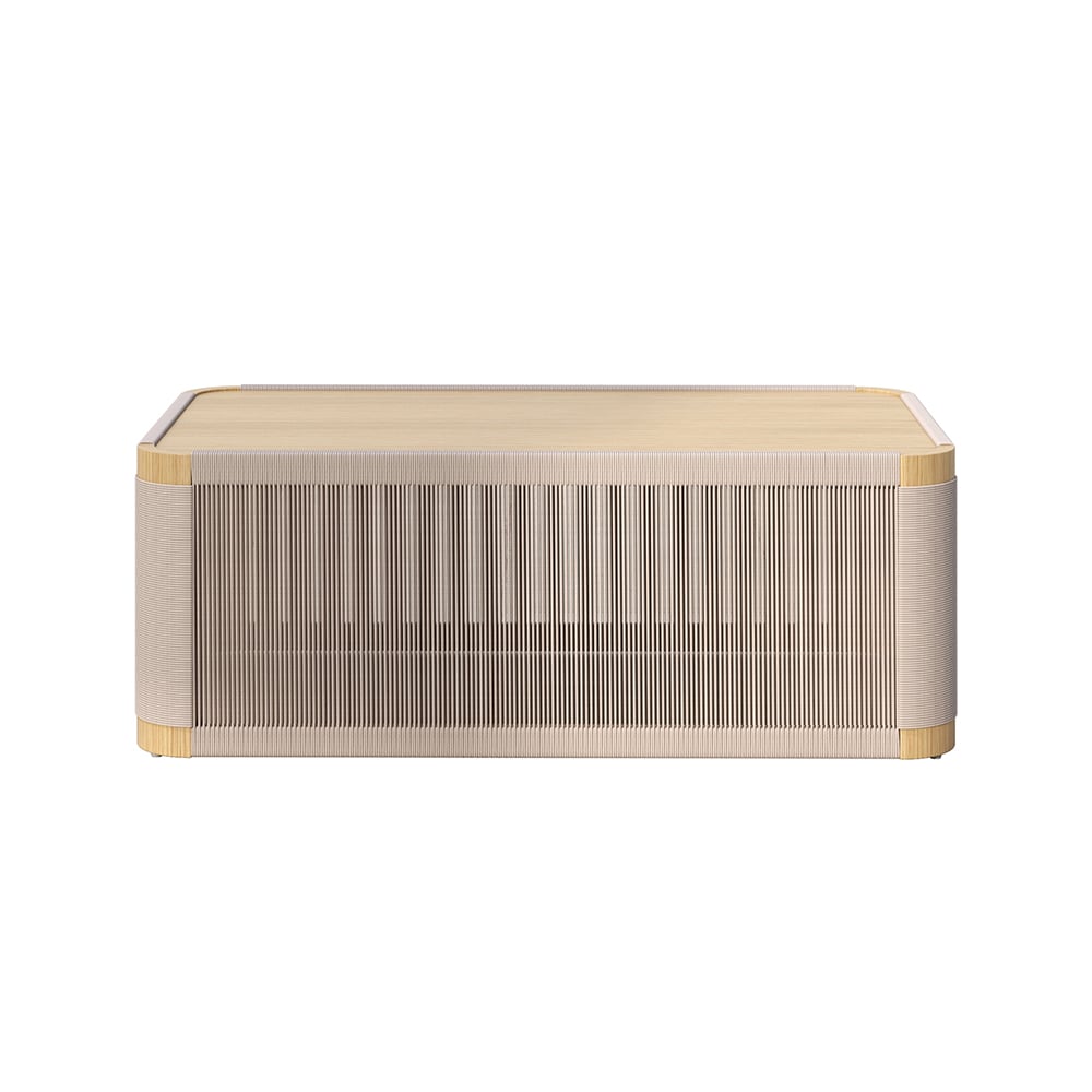 4 Pieces Modern Aluminum & Rope Outdoor Swivel Sofa Set with Coffee Table in Khaki for 6