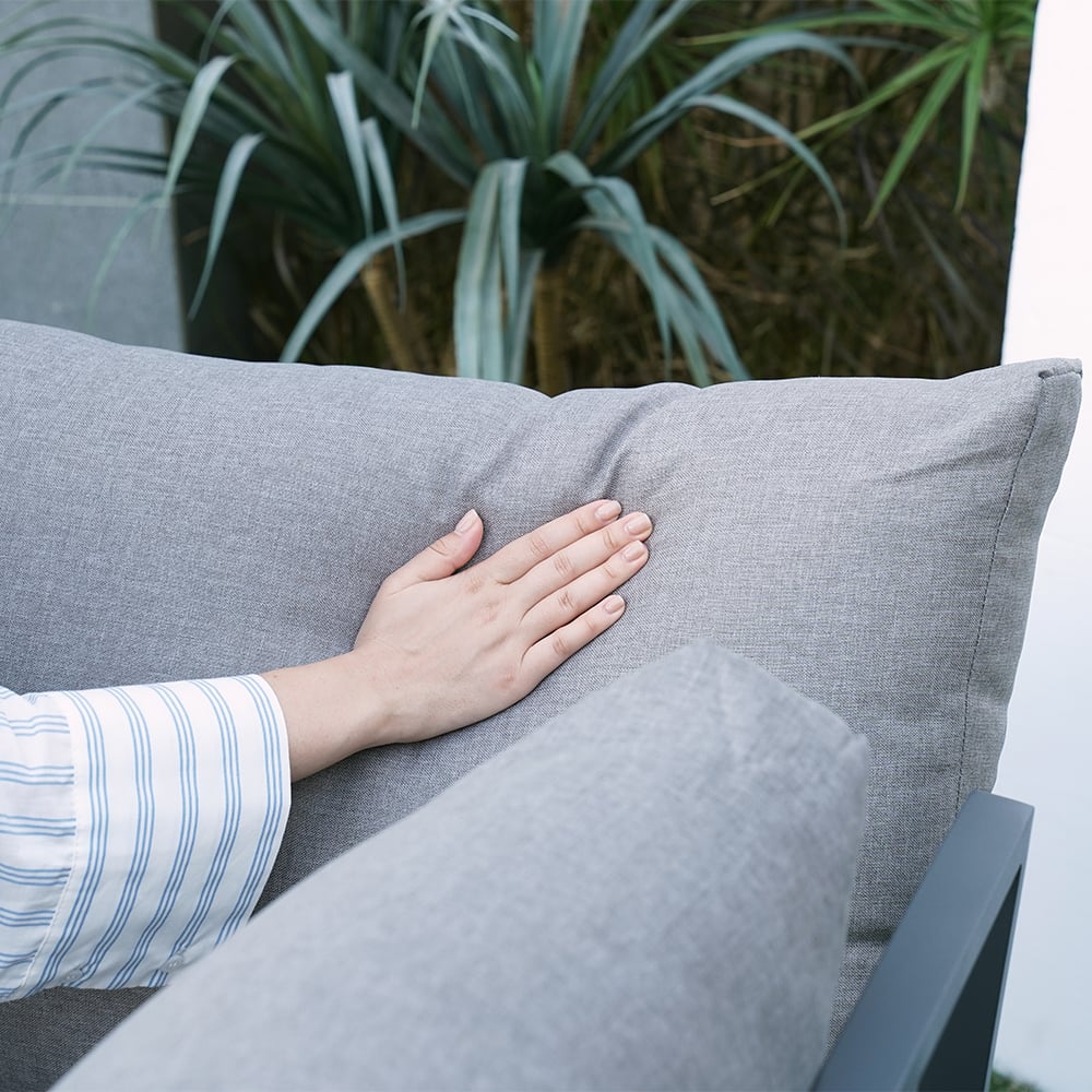 4 Seater Outdoor Acacia Sectional Sofa Set with Cushion and Side Table