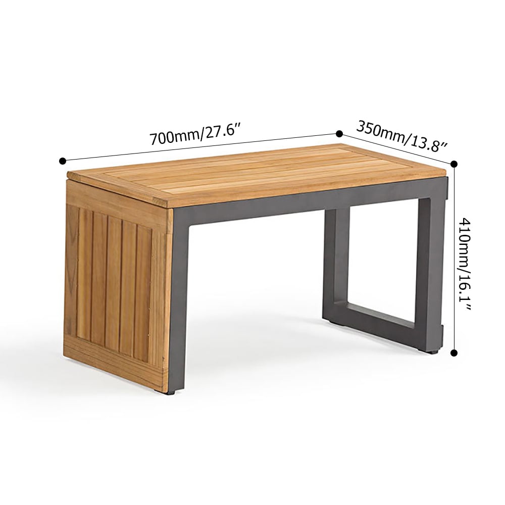 4 Seater Outdoor Acacia Sectional Sofa Set with Cushion and Side Table