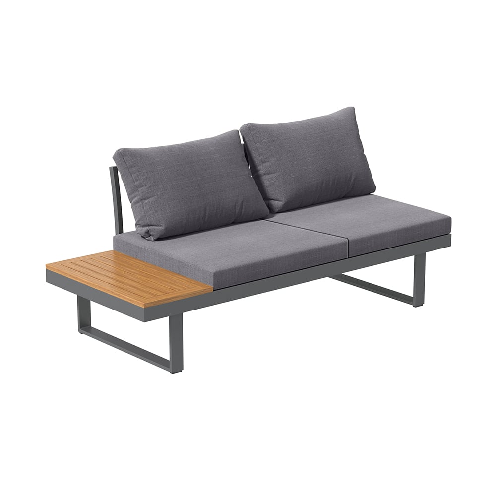 4 Seater Outdoor Acacia Sectional Sofa Set with Cushion and Side Table