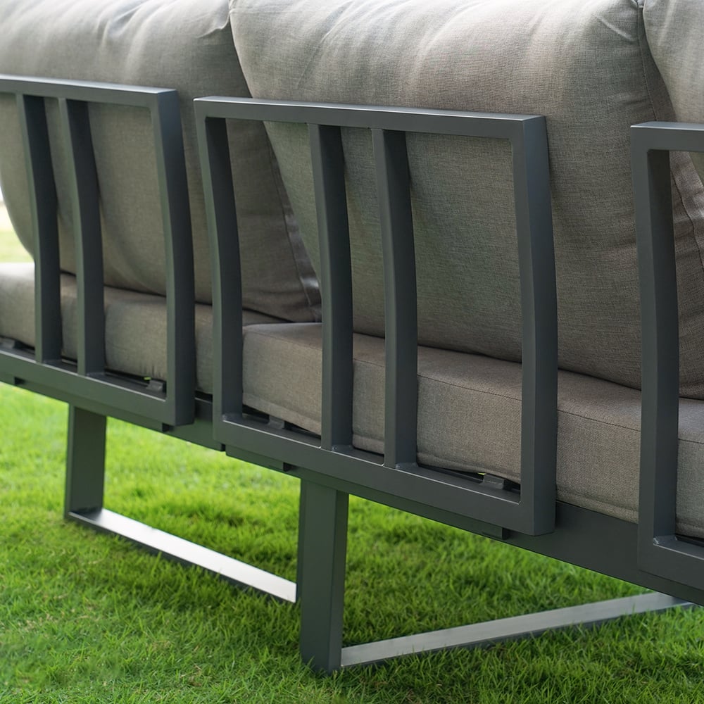 4 Seater Outdoor Acacia Sectional Sofa Set with Cushion and Side Table