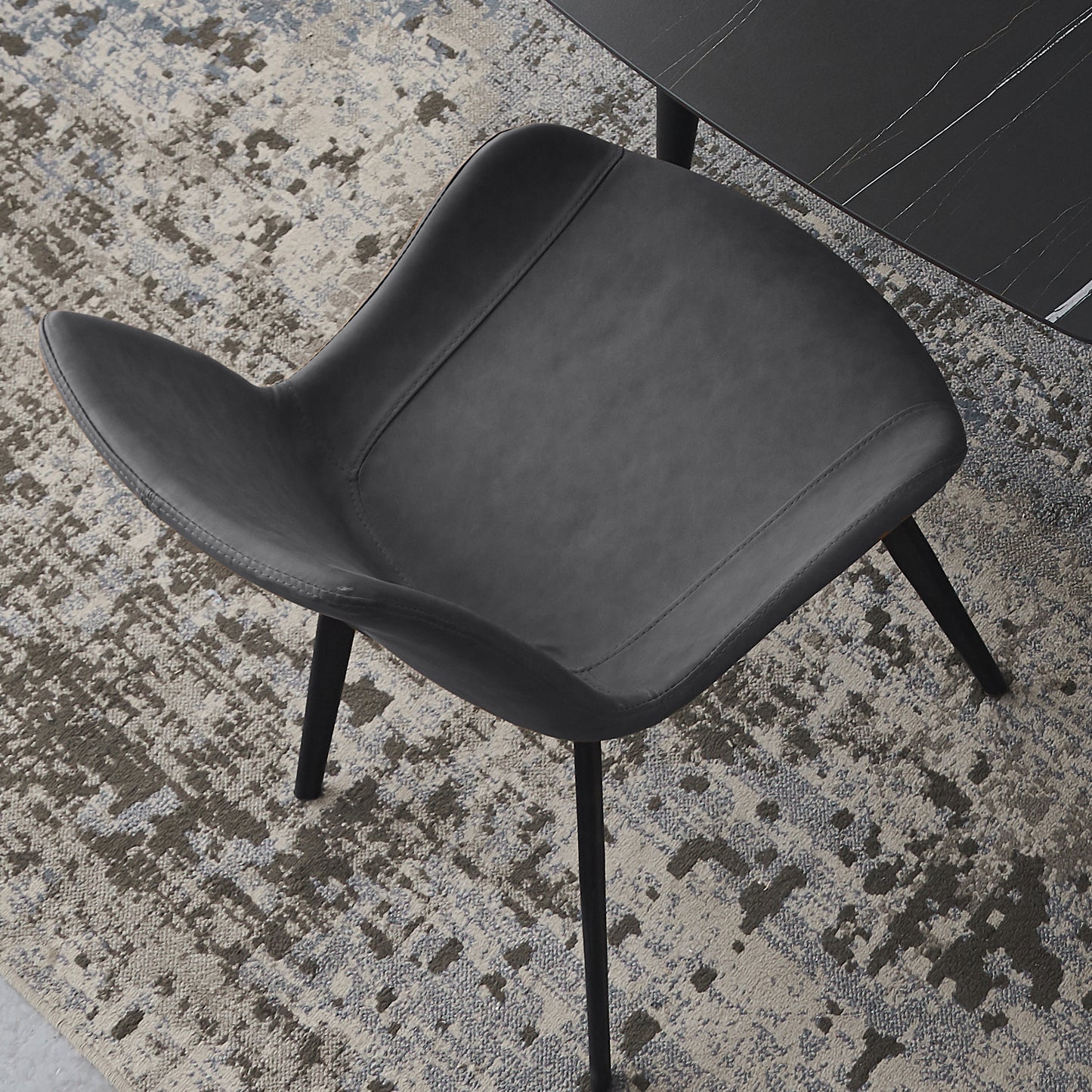 Deep Gray Dining Chairs Set of 2 with PU Leather Upholstery & High Back Dining Table Chair