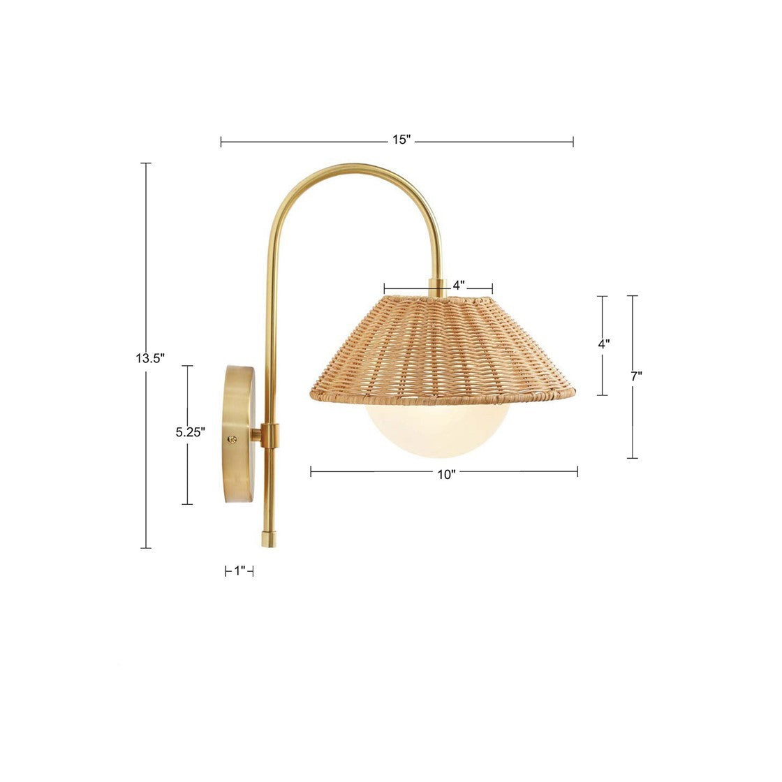 Rattan Weave Wall Sconce in Gold Finish