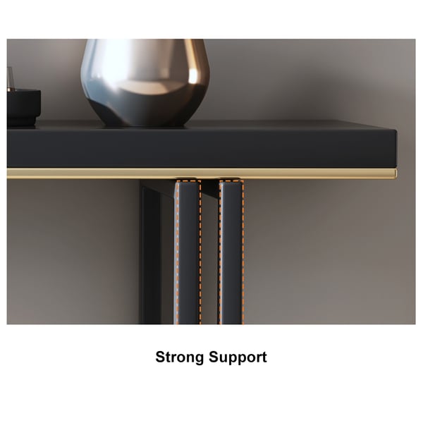 47 Inches Entry Accent Table Narrow Console Table Black Solid Wood & Metal in Large
