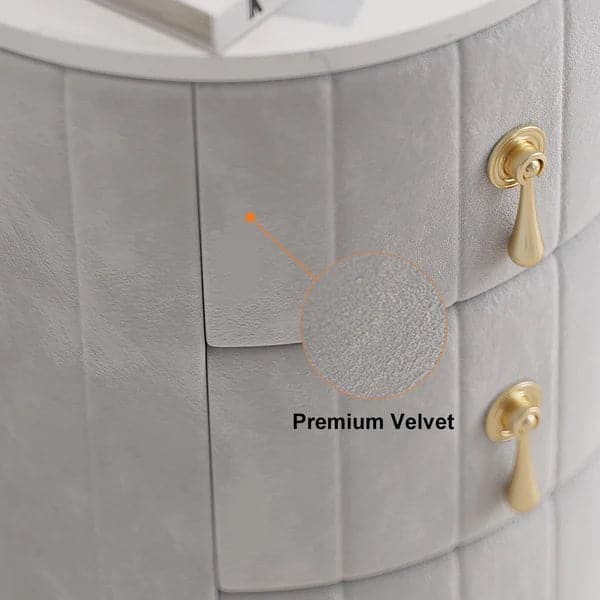 Modern Nightstand Gray Round Nightstand with 3 Drawers Nightstand with Storage