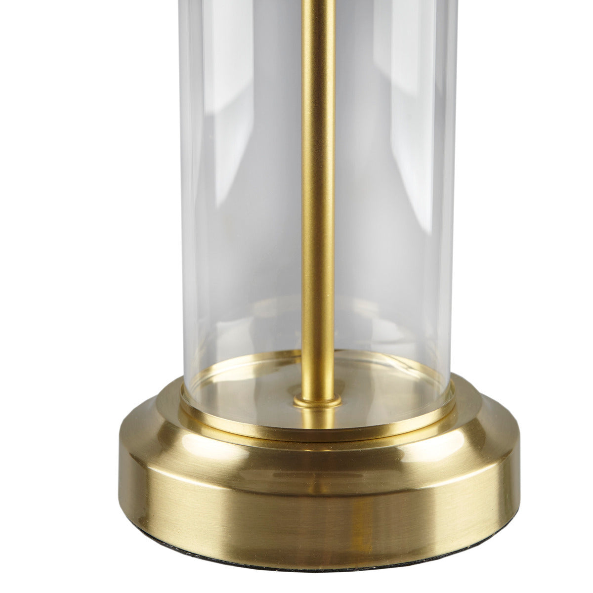 Clarity Glass Cylinder Table Lamps – Elegant Gold Finish with Off-White Drum Shades Set of 2 for Living Room and Bedroom Decor