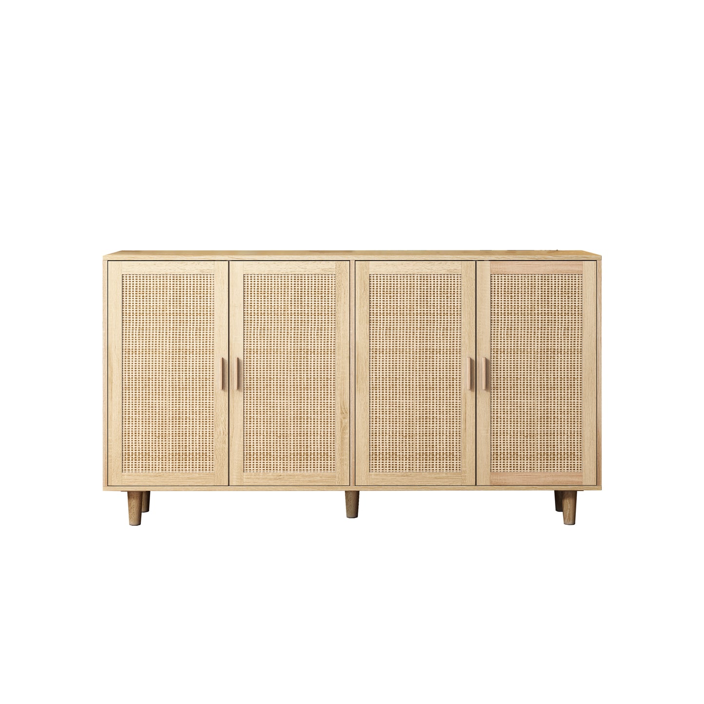 62.20"Elegant and Functional 4-Door Rattan Decorative Storage Cabinet,for Bedroom,Living Room,Office,Easy Assembly