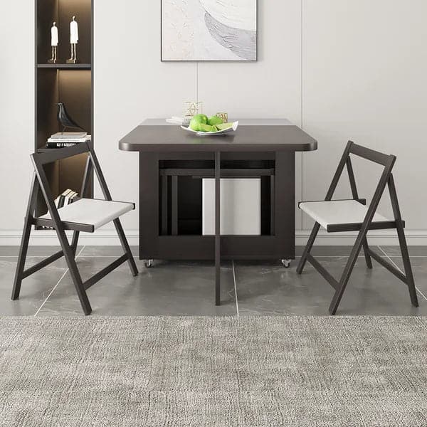 Ensemble de table à manger pliante en bois rectangulaire gris moderne de 59 po avec chaise, 5 pièces