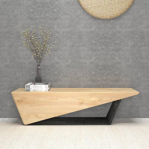 59 Inch Rustic Wooden Bench 3-Person Seat Bench for Entryway with Metal Base Rustic