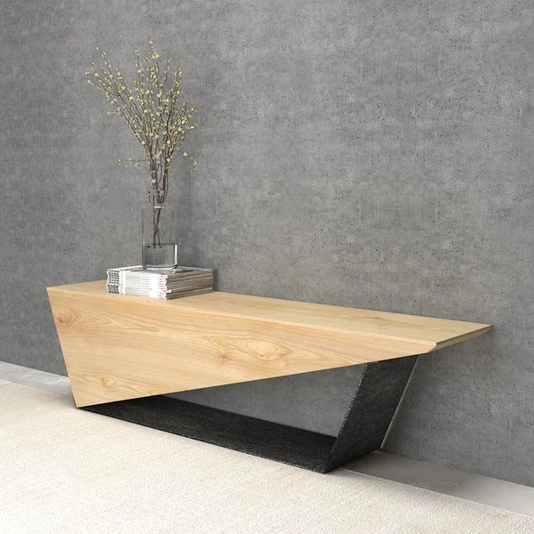 59 Inch Rustic Wooden Bench 3-Person Seat Bench for Entryway with Metal Base Rustic