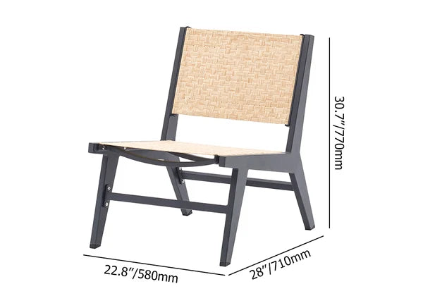 5Pcs Rustic Rattan Aluminum Outdoor Patio Lounge Chair Set Round Coffee Table & Stool