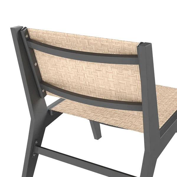 5Pcs Rustic Rattan Aluminum Outdoor Patio Lounge Chair Set Round Coffee Table & Stool