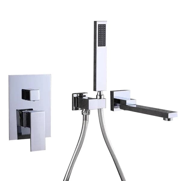 Chrome Wall Mounted Swirling Tub Filler Faucet with Hand Shower