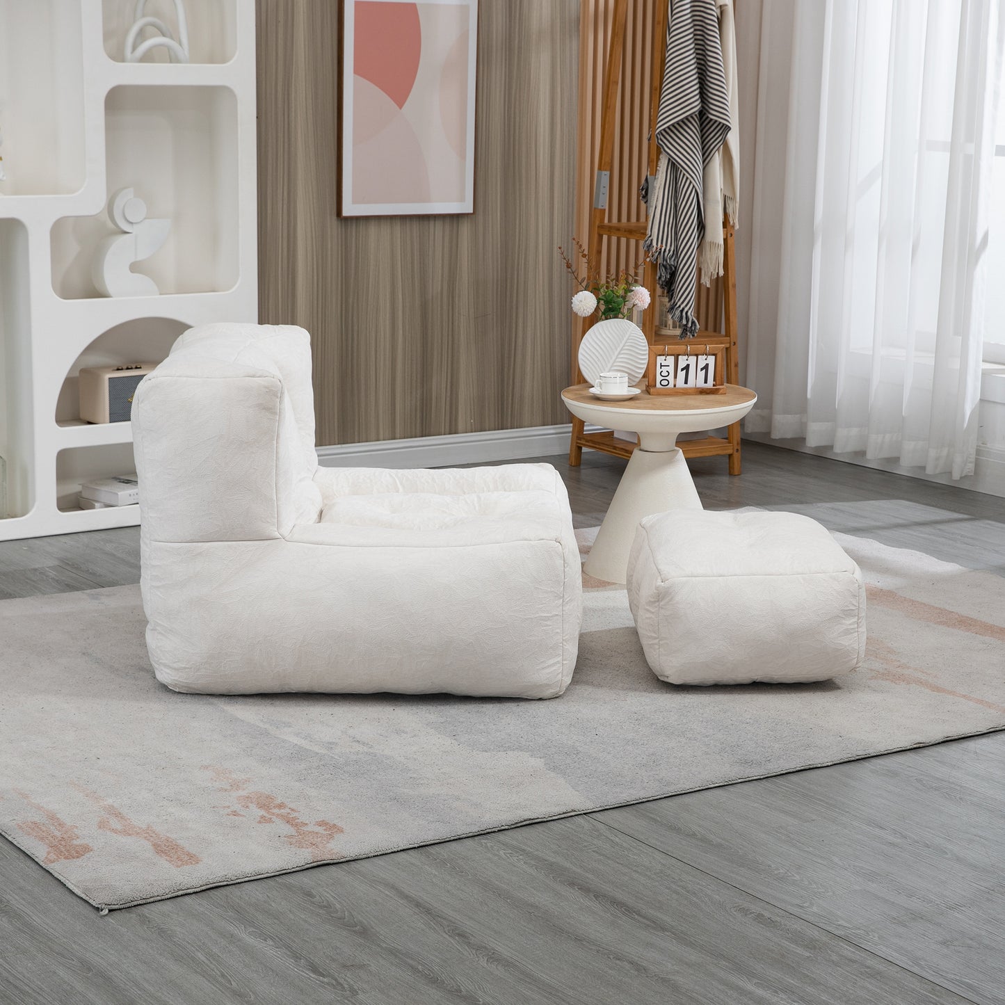Fauteuil poire moelleux, pouf confortable pour adultes et enfants, fauteuil poire super doux avec mousse à mémoire de forme et pouf, fauteuil poire intérieur moderne pour salon, chambre à coucher, appartement